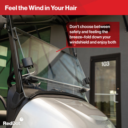 RedDot Yamaha Drive2 Clear 1/4" Folding Windshield with Rubber Trim (Years 2017-Up)