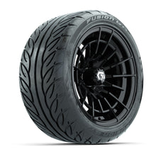 GTW® Boost Gloss Black 14 in Wheels with 225/40-R14 Fusion GTR Steel Belt Radial Street Tires – Full Set