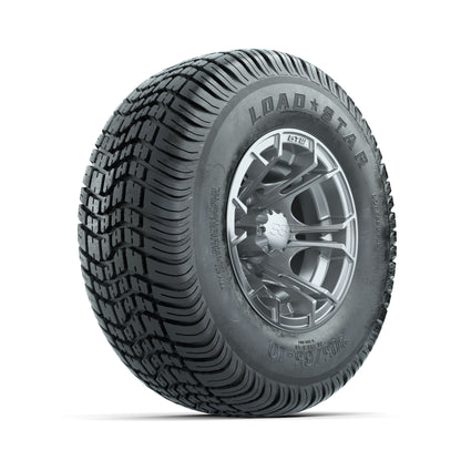 GTW Spyder Silver Brush 10 in Wheels with 205/65-10 Kenda Load Star Street Tires - Full Set
