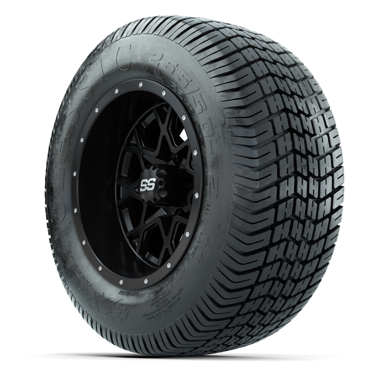 GTW® Vortex 2 Matte Black 12 in Wheels with 255/50-12 Excel Classic Street Tires – Full Set
