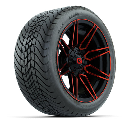 GTW Stealth Red/Machined 14 in Wheels with 225/30-14 Mamba Street Tires – Full Set
