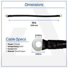 12 Inch 6-Gauge Black Battery Cable