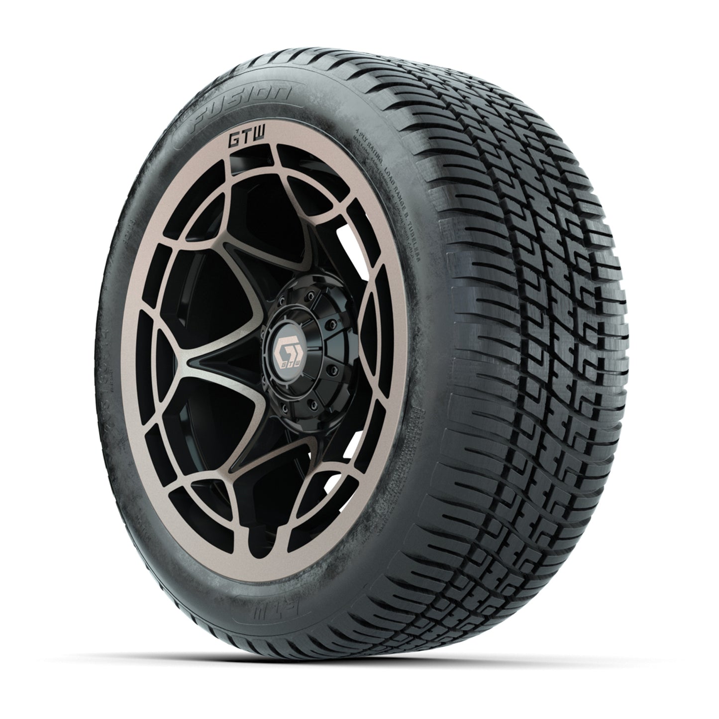 GTW® Nexus Gloss Black/Bronze 14 in Wheels with 205/30-14 Fusion Street Tires – Full Set