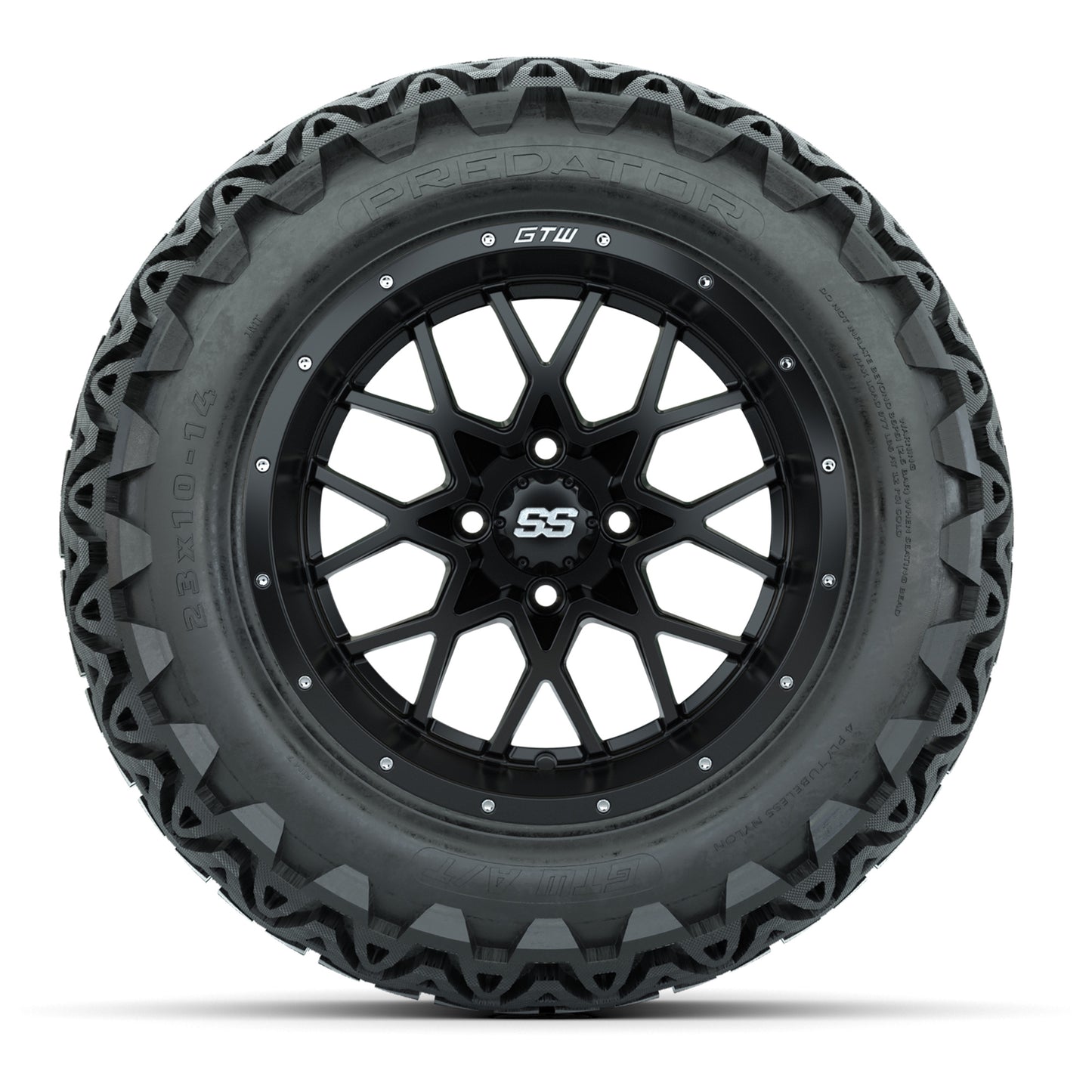 Set of (4) 14 in GTW Vortex Wheels with 23x10-14 GTW Predator All-Terrain Tires
