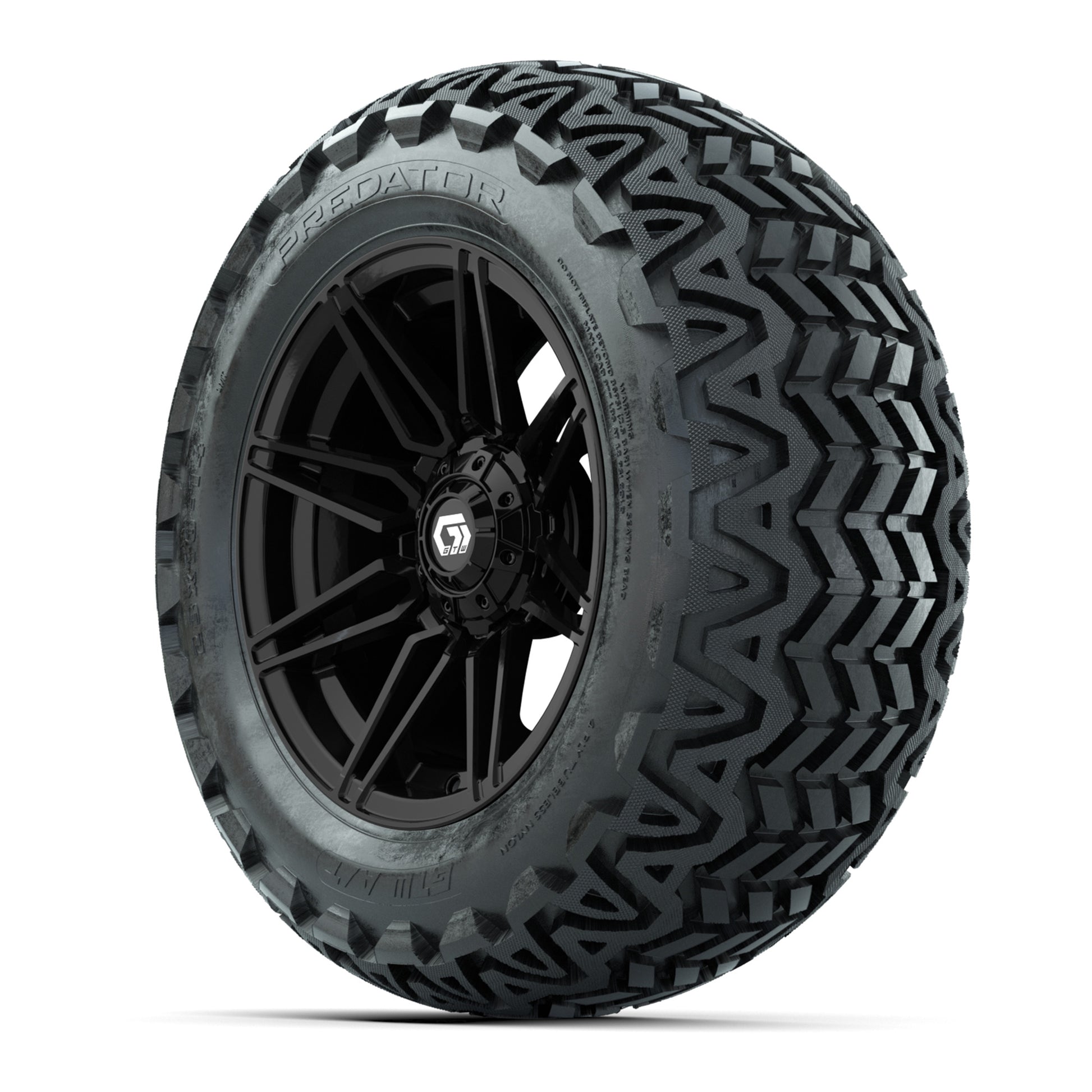 GTW® Stealth Gloss Black 14 in Wheels with 23x10-14 Predator All-Terrain Tires – Full Set