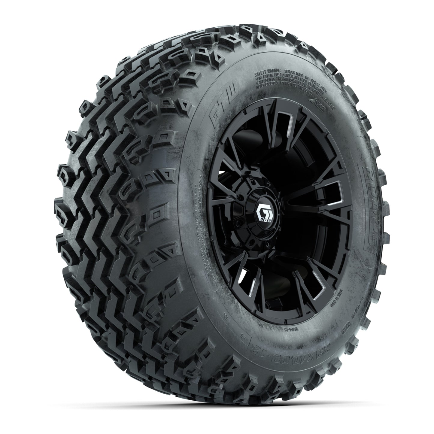 GTW® Vandal Matte Black/Machined 12 in Wheels with 23X10.00-12 Rogue All-Terrain Tires – Full Set