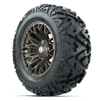 GTW Stellar Matte Bronze 14 in Wheels with 25x10-14 Barrage Mud Tires – Full Set