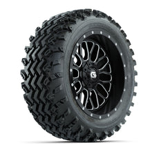 GTW Helix Machined/Black 14 in Wheels with 23x10.00-14 Rogue All Terrain Tires - Full Set