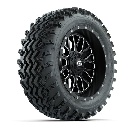 GTW Helix Machined/Black 14 in Wheels with 23x10.00-14 Rogue All Terrain Tires - Full Set