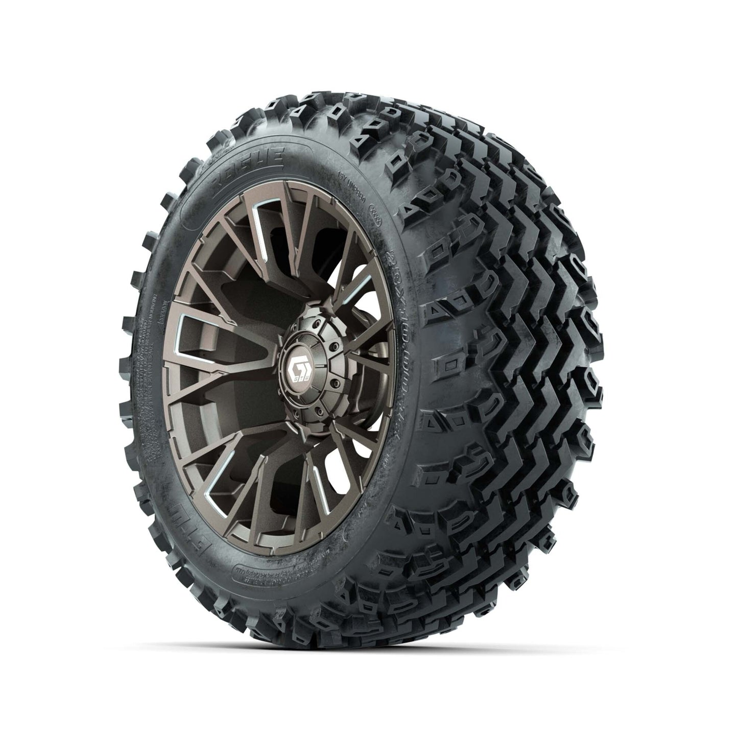 GTW® Vandal Bronze/Machined 14 in Wheels with 23X10.00-14 Rogue All-Terrain Tires – Full Set