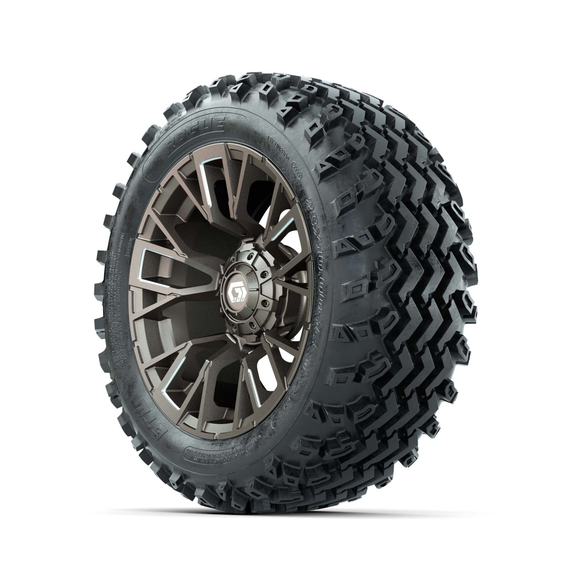 GTW® Vandal Bronze/Machined 14 in Wheels with 23X10.00-14 Rogue All-Terrain Tires – Full Set