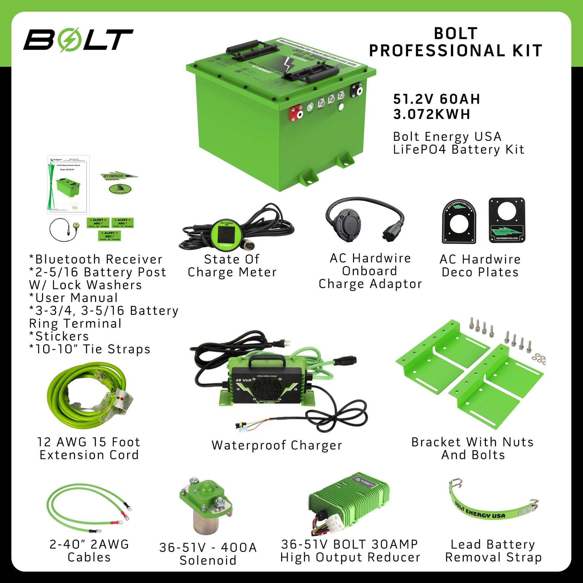 Bolt Energy 51V 60AH Heated Professional Accessory Battery Kit