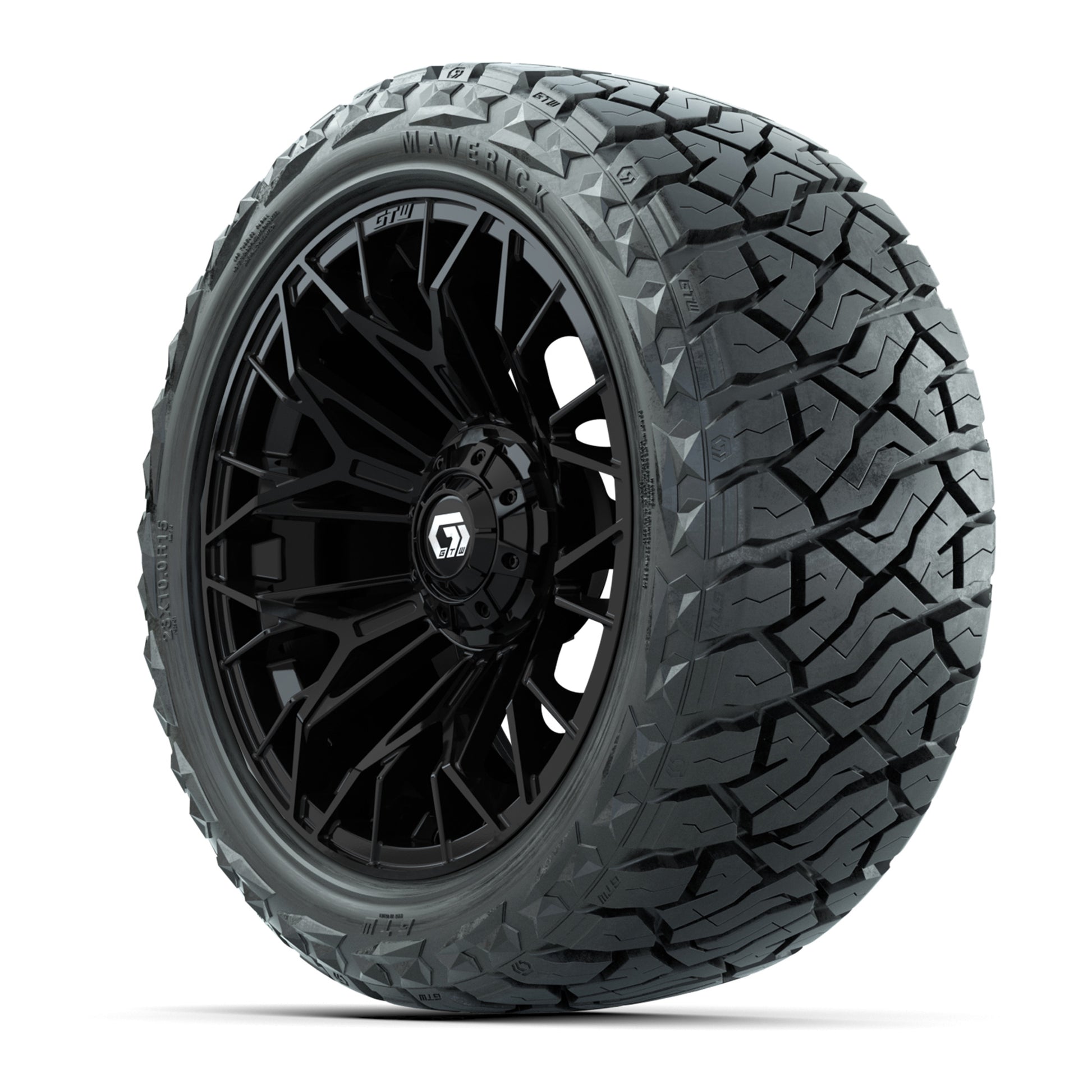 GTW Stellar Matte Black 15 in Wheels with 23x10.00-R15 Maverick All-Terrain Tires – Full Set