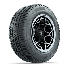 GTW® Nexus Gloss Black 12 in Wheels with 215/50-R12 Fusion S/R Steel Belt Radial Tires – Full Set