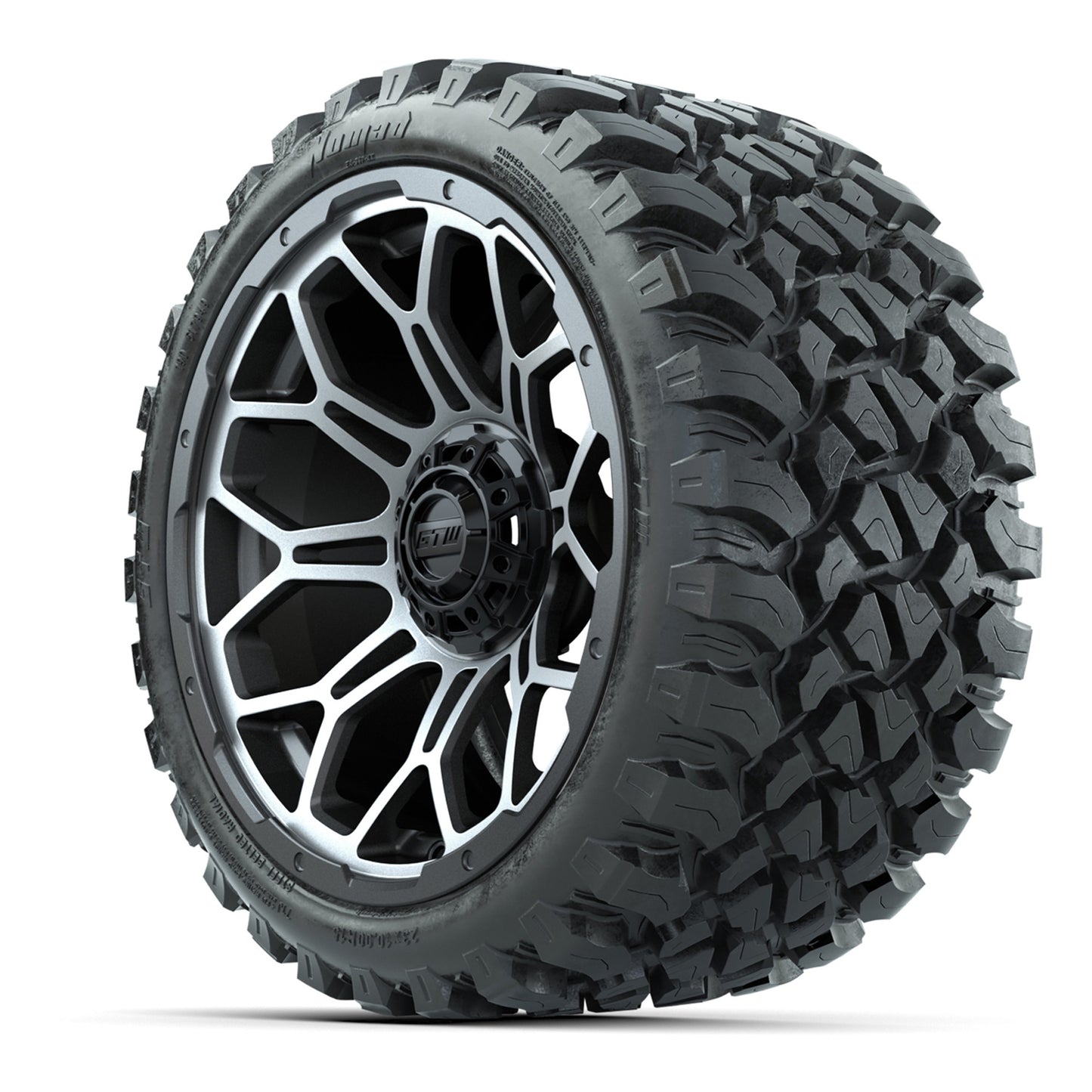 Set of (4) 15″ GTW Bravo Matte Gray Wheels with 23x10-R15 Nomad All-Terrain Tires