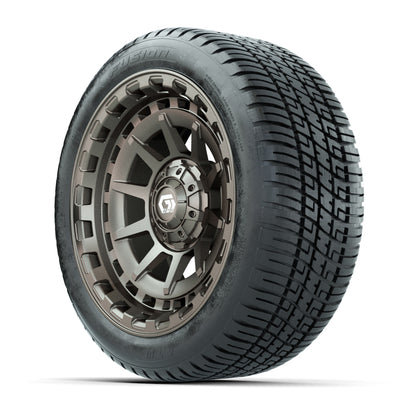 GTW® Barricade Satin Bronze 14 in Wheels with 205/30-14 Fusion Street Tires – Full Set