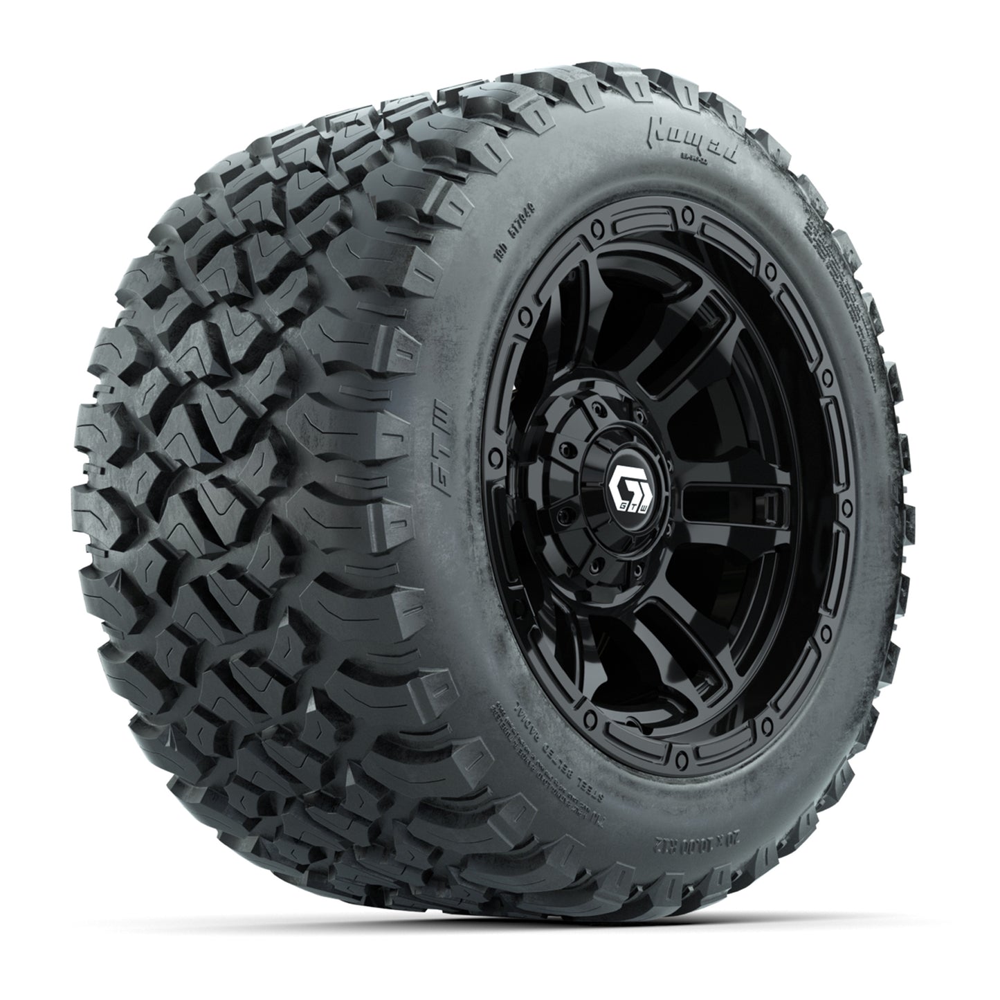 GTW® Shogun Gloss Black 12 in Wheels with 20X10-12 Nomad Steel Belt Radial All-Terrain Tires – Full Set