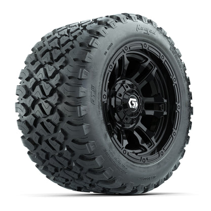 GTW® Shogun Gloss Black 12 in Wheels with 20X10-12 Nomad Steel Belt Radial All-Terrain Tires – Full Set