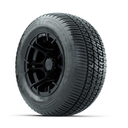 GTW Spyder Matte Black 10 in Wheels with 205/50-10 Fusion SR Steel Belted Radial Tires - Full Set