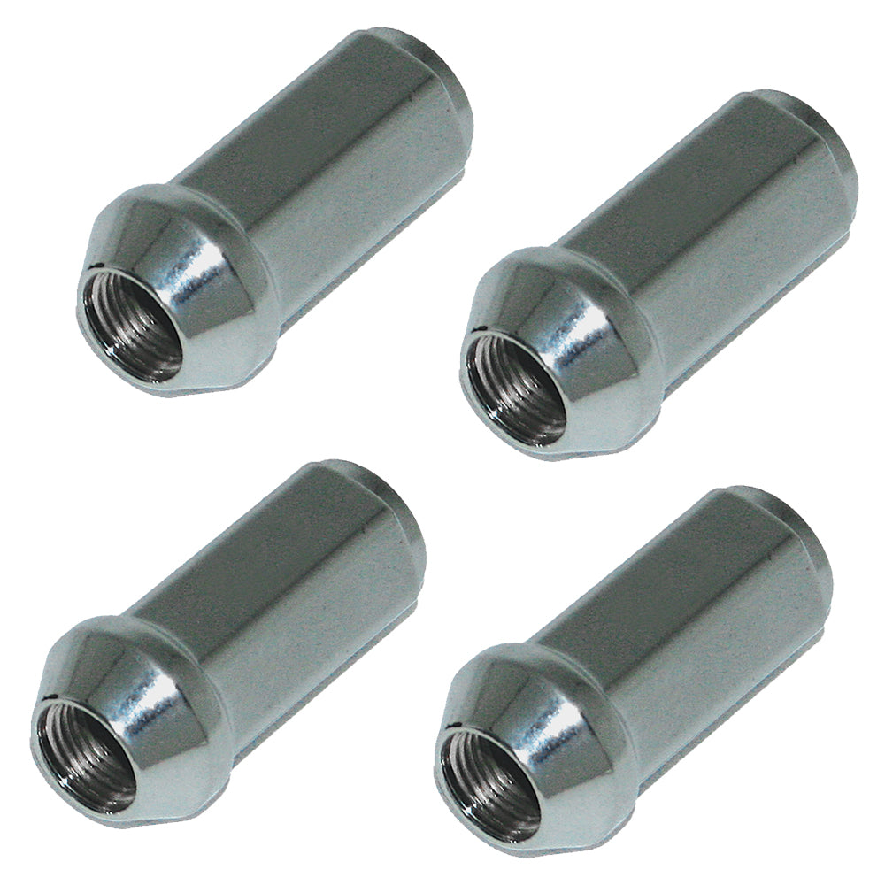 3/4" Hex Chrome Long Lug Nut 1.88" Long - 1/2" x 1.88" (Pack of 4)