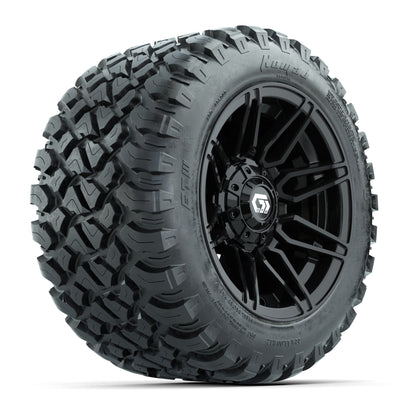 GTW® Stealth Gloss Black 12 in Wheels with 22X11-R12 Nomad Steel Belt Radial All-Terrain Tires – Full Set