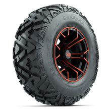 GTW® Spyder Black/Red 12 in Wheels with 25X10-12 Barrage Mud Tires – Full Set