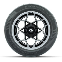 GTW® Nexus Black with Silver Face 14 in Wheels with 255/45-R14 Fusion GTR Steel Belt Radial Street Tires – Full Set