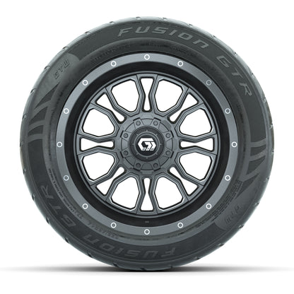 GTW® Volt Gunmetal 14 in Wheels with 255/45-R14 Fusion GTR Steel Belt Radial Street Tires – Full Set