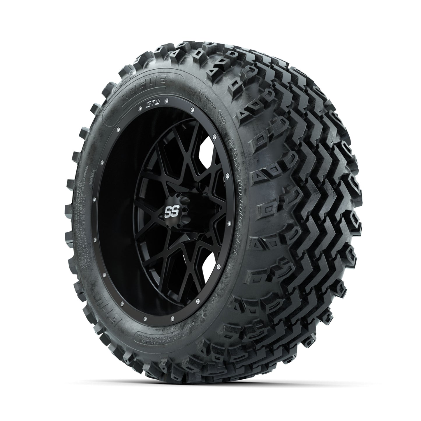 GTW Vortex Matte Black 14 in Wheels with 23x10.00-14 Rogue All Terrain Tires - Full Set