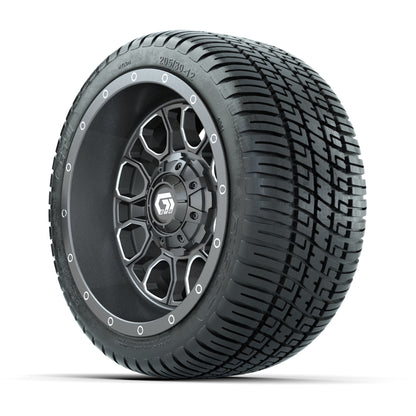 GTW® Volt Gunmetal 12 in Wheels with 205/30-12 Fusion Street Tires – Full Set