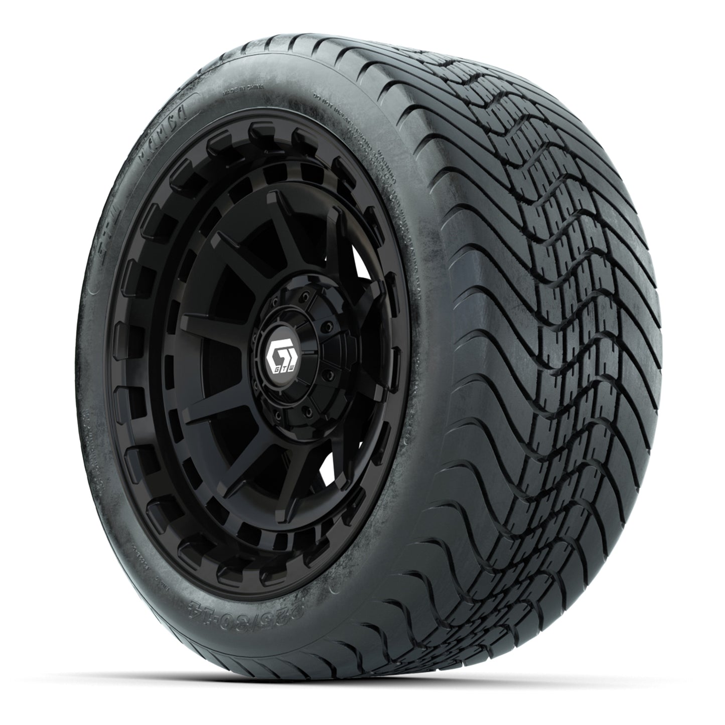 GTW Barricade Black 14 in Wheels with 225/30-14 Mamba Street Tires – Full Set