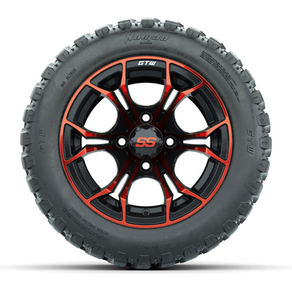 GTW® Spyder Black/Red 12 in Wheels with 20X10-12 Nomad Steel Belt Radial All-Terrain Tires – Full Set