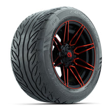 GTW® Stealth Red/Machined 14 in Wheels with 255/45-R14 Fusion GTR Steel Belt Radial Street Tires – Full Set