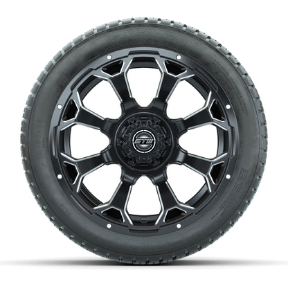 GTW® Raven Matte Black/Ball Milled 14 in Wheels with 205/30-R14 Fusion Street Tires – Full Set