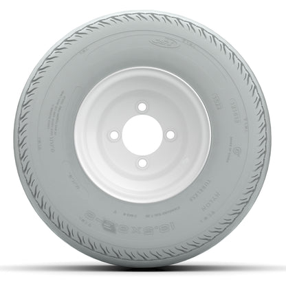 Set of (4) 8 in White Steel Wheels with 18.5 in Gray Non-Marking Tires (6-Ply)