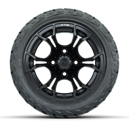 GTW Spyder Matte Black 12 in Wheels with 215/40-R12 Maverick Low-Profile All-Terrain Tires – Full Set