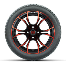 GTW® Spyder Black/Red 14 in Wheels with 205/30-R14 Fusion Street Tires – Full Set