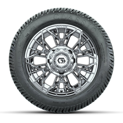 GTW® Stellar Chrome 12 in Wheels with 215/40-12 Excel Classic Street Tires – Full Set
