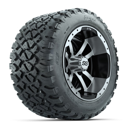 GTW® Storm Trooper Black/Machined 12 in Wheels with 20X10-12 Nomad Steel Belt Radial All-Terrain Tires - Full Set