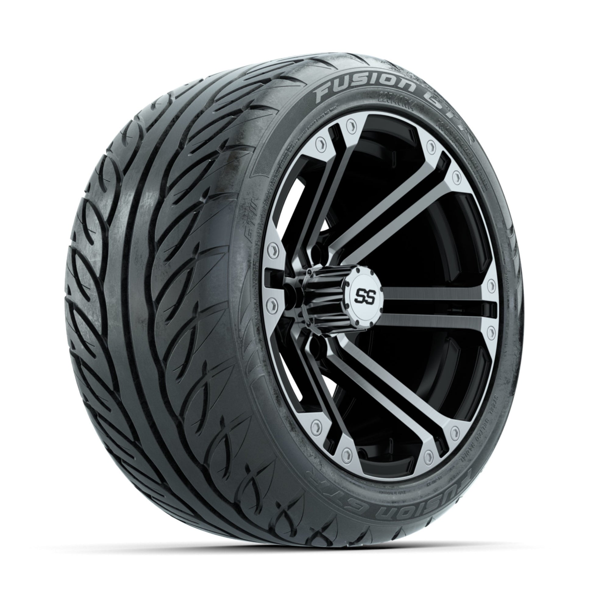 GTW Specter Machined/Black 14 in Wheels with 225/40-R14 Fusion GTR Street Tires – Full Set