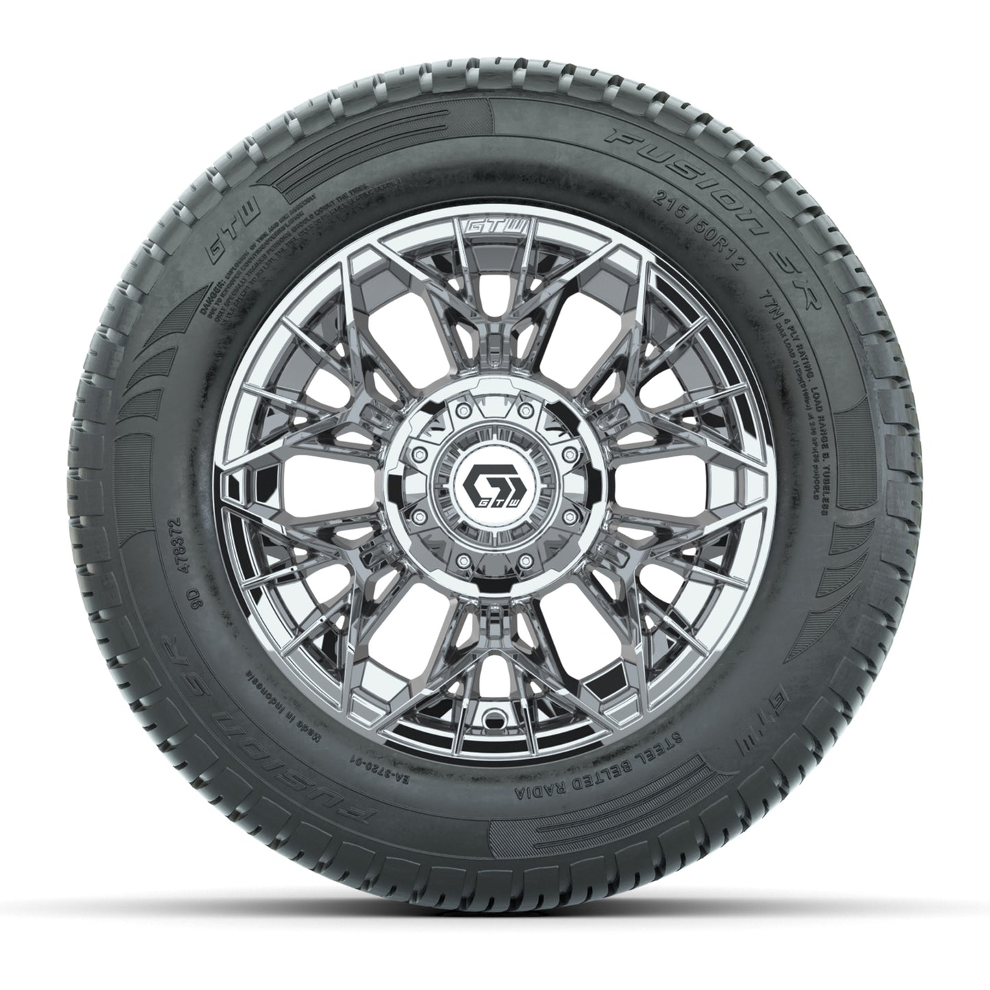 Set of (4) 12 in GTW® Stellar Chrome Wheels with 215/50-R12 Fusion S/R Street Tires