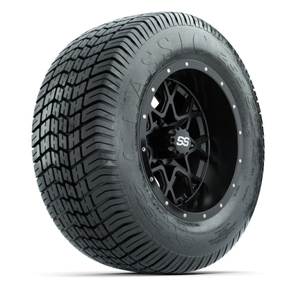 GTW® Vortex 2 Matte Black/Machined 12 in Wheels with 255/50-12 Excel Classic Street Tires – Full Set