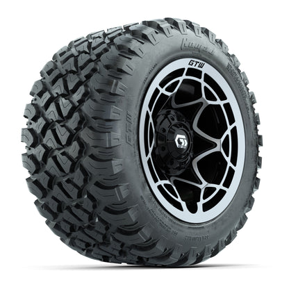 GTW® Nexus Black with Silver Face 12 in Wheels with 22X11-R12 Nomad Steel Belt Radial All-Terrain Tires - Full Set