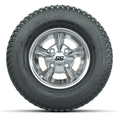 GTW Godfather Chrome 10 in Wheels with 20x10-10 S-Pattern Terra Pro Street Tires – Full Set