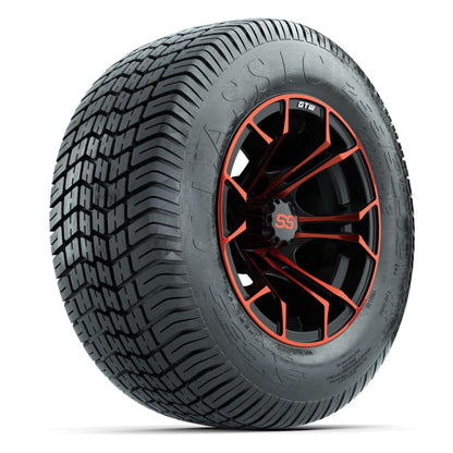 GTW® Spyder Black/Red 12 in Wheels with 255/50-12 Excel Classic Street Tires – Full Set