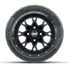 GTW® Vortex 2 Matte Black 12 in Wheels with 215/40-R12 Fusion GTR Steel Belt Radial Street Tires – Full Set