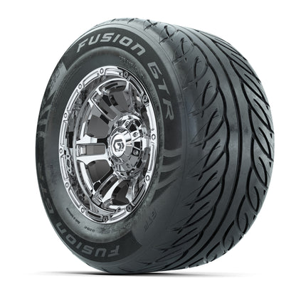 GTW® Shogun Chrome 12 in Wheels with 255/55-R12 Fusion GTR Steel Belt Radial Street Tires – Full Set