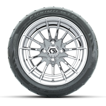 GTW® Boost Chrome 14 in Wheels with 225/40-R14 Fusion GTR Steel Belt Radial Street Tires – Full Set