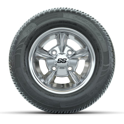 GTW Godfather Chrome 10 in Wheels with 205/50-R10 Fusion S/R Radial Steel Belt Street Tires – Full Set