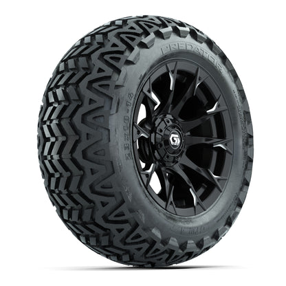 GTW® Diablo Gloss Black/Machined 14 in Wheels with 23x10-14 Predator All-Terrain Tires – Full Set